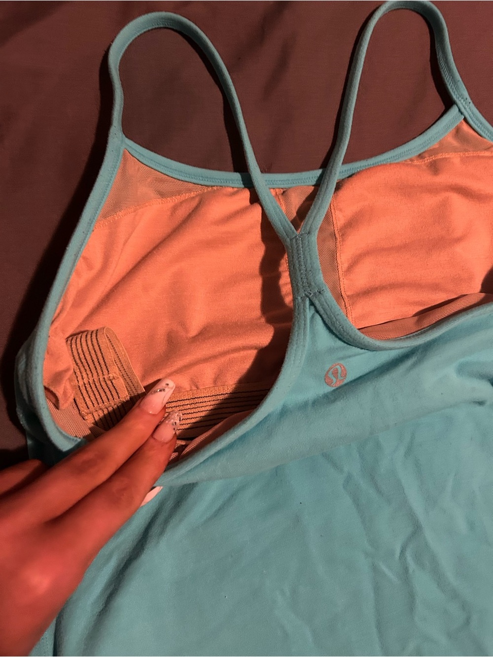 lululemon athletica Blue Racerback Tank with Built-In Shelf Bra